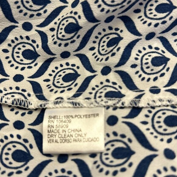 Alex Marie navy white button front tie waist long sleeve blouse Size XL EUC - Picture 10 of 11